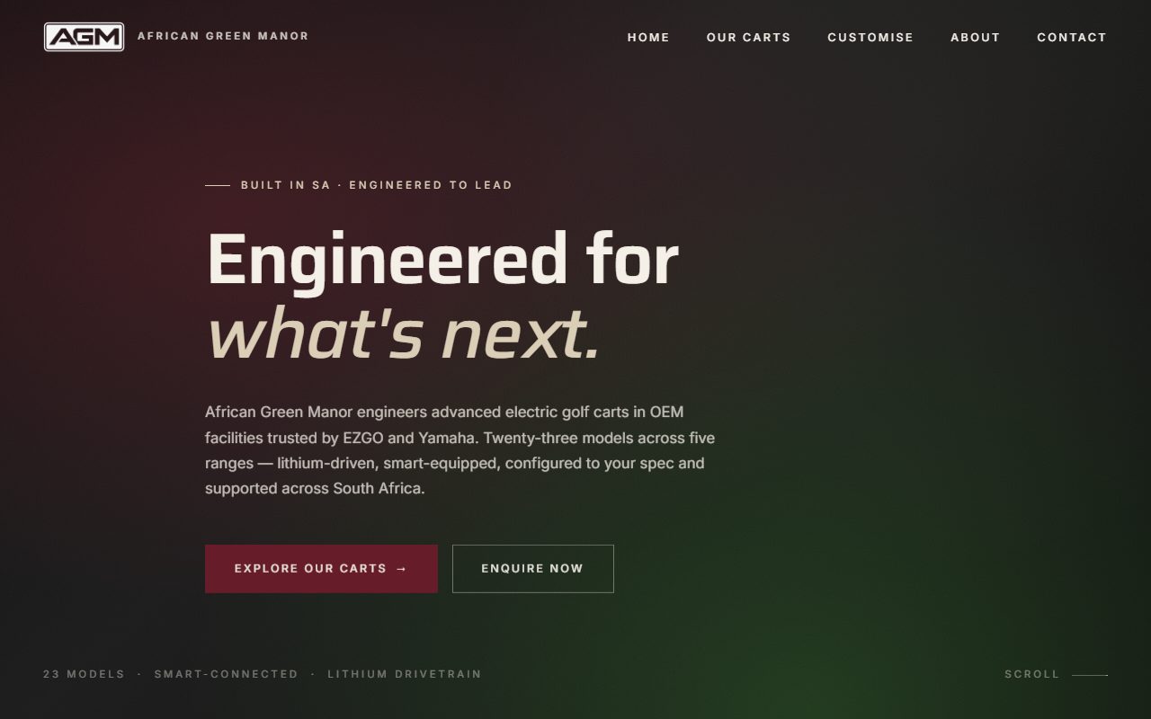 Screenshot of the African Green Manor homepage